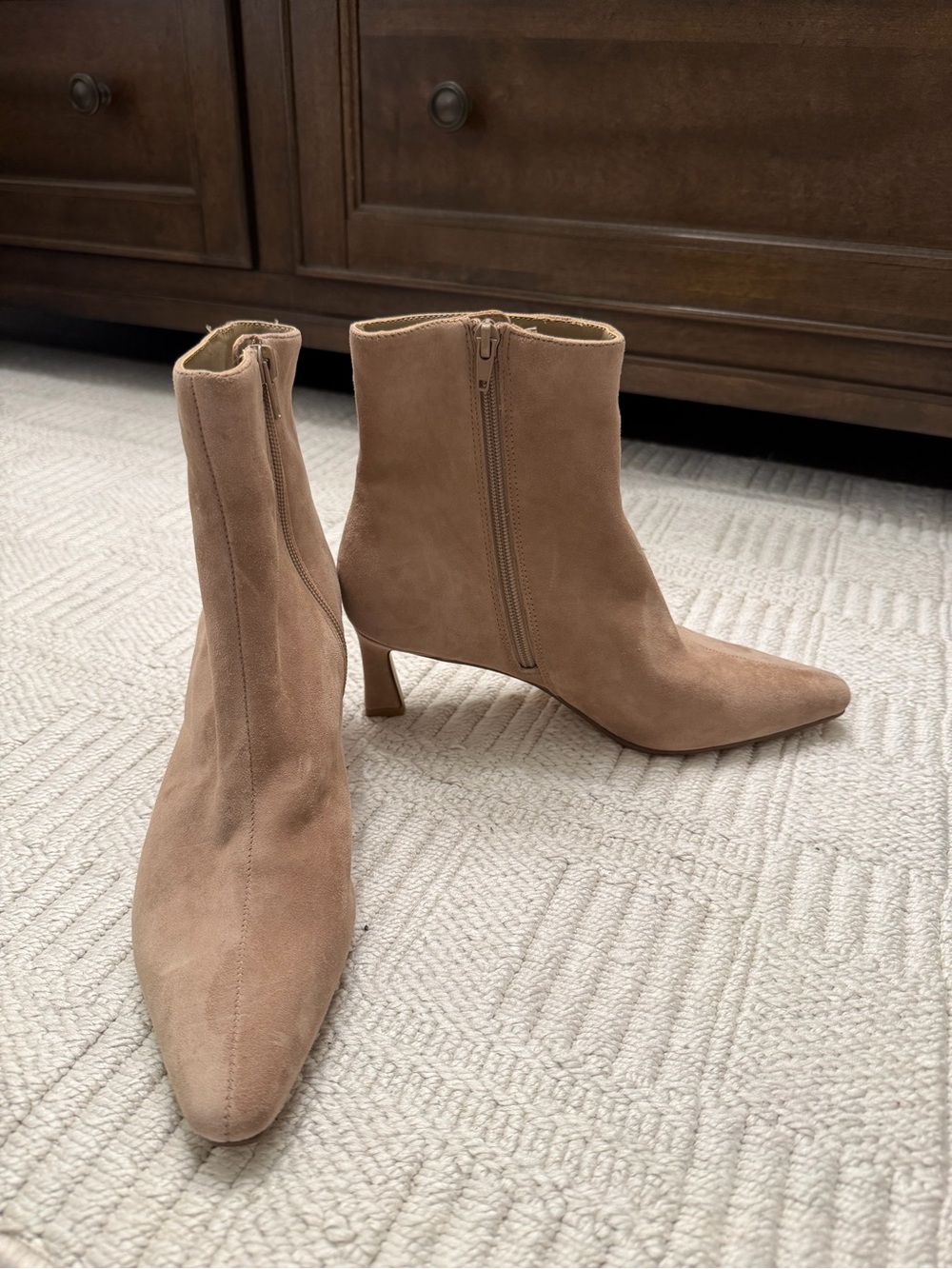 Steve Madden Suede Pointed-Toe Ankle Boots - Tan